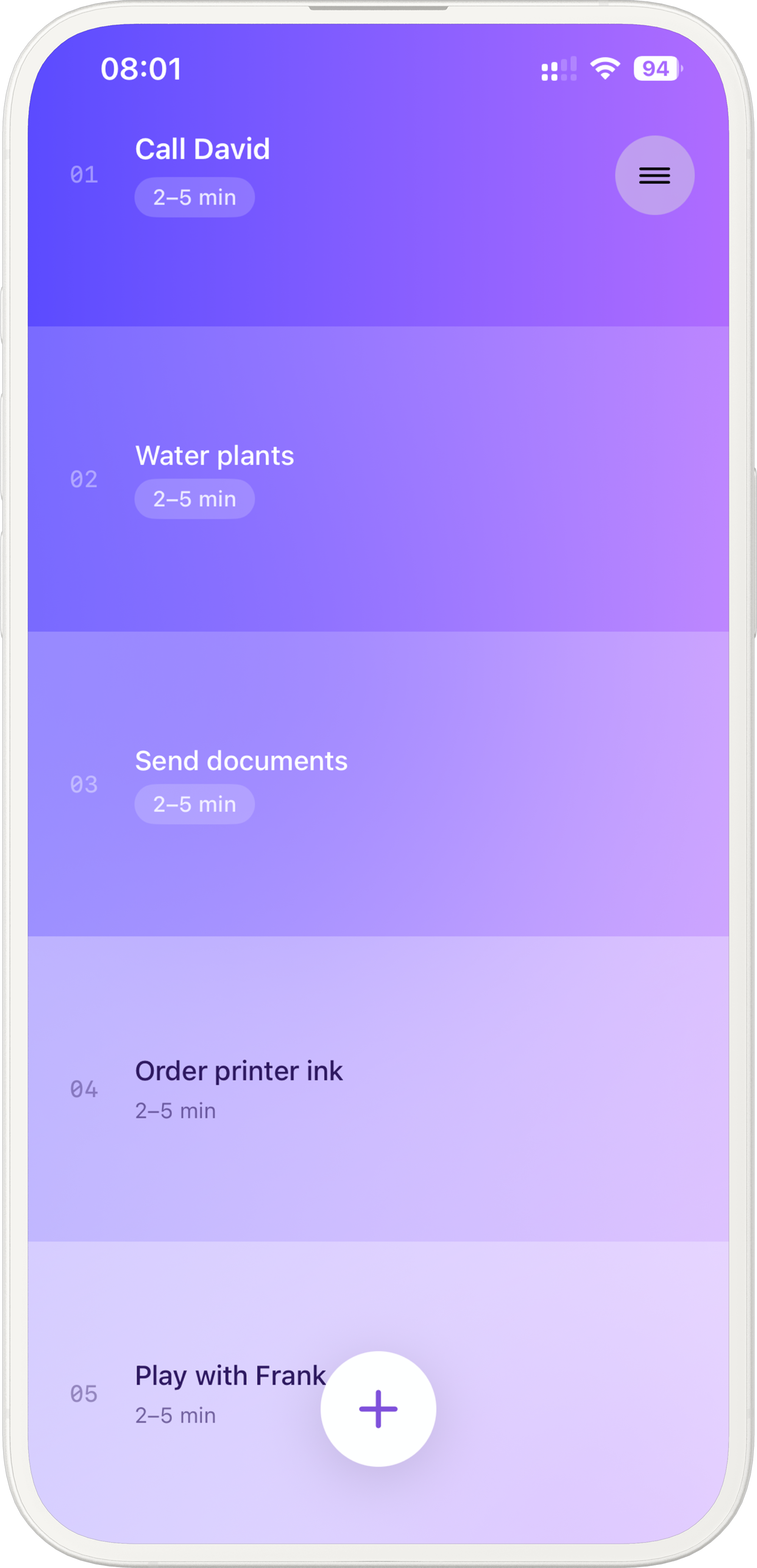 5done task planner screen